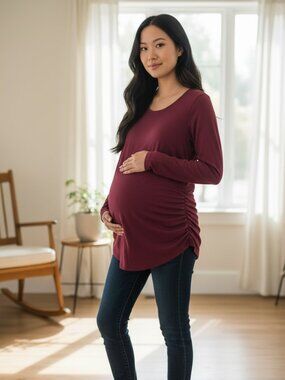 Bumpstart by Motherhood Maternity Burgundy Top Size Small
